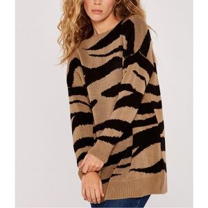 Apricot Tan & Black sweater tunic